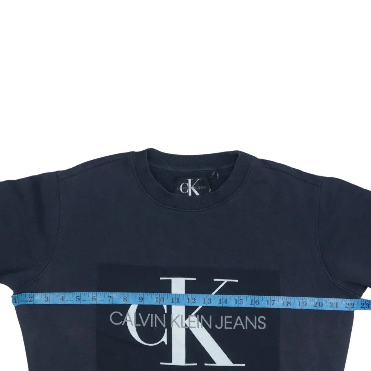 Calvin Klein 90s Vintage Men's Medium Navy Spellout Sweatshirt sold by Vintage Club product image thumbnail 5