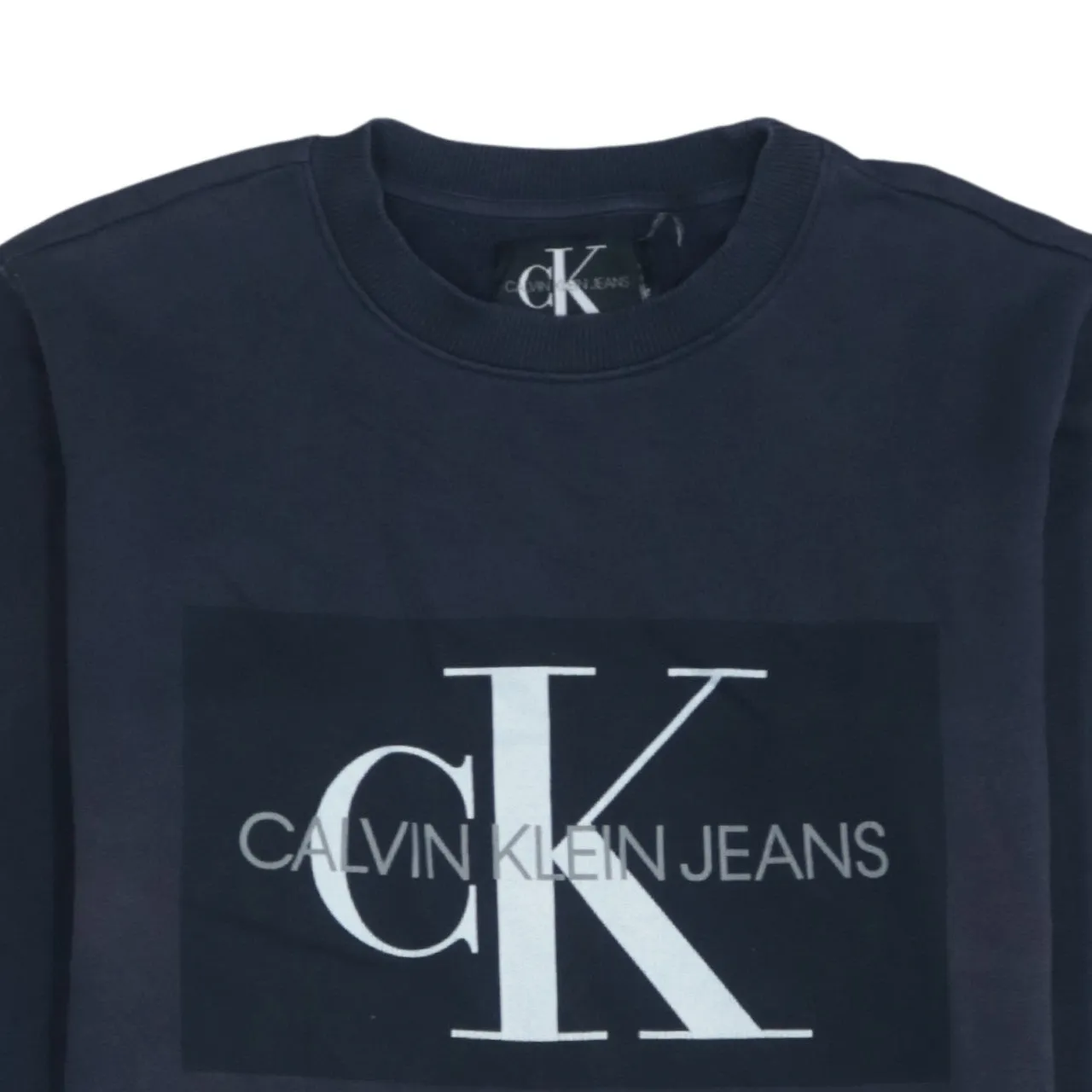 Calvin Klein 90s Vintage Men's Medium Navy Spellout Sweatshirt sold by Vintage Club product image thumbnail 3