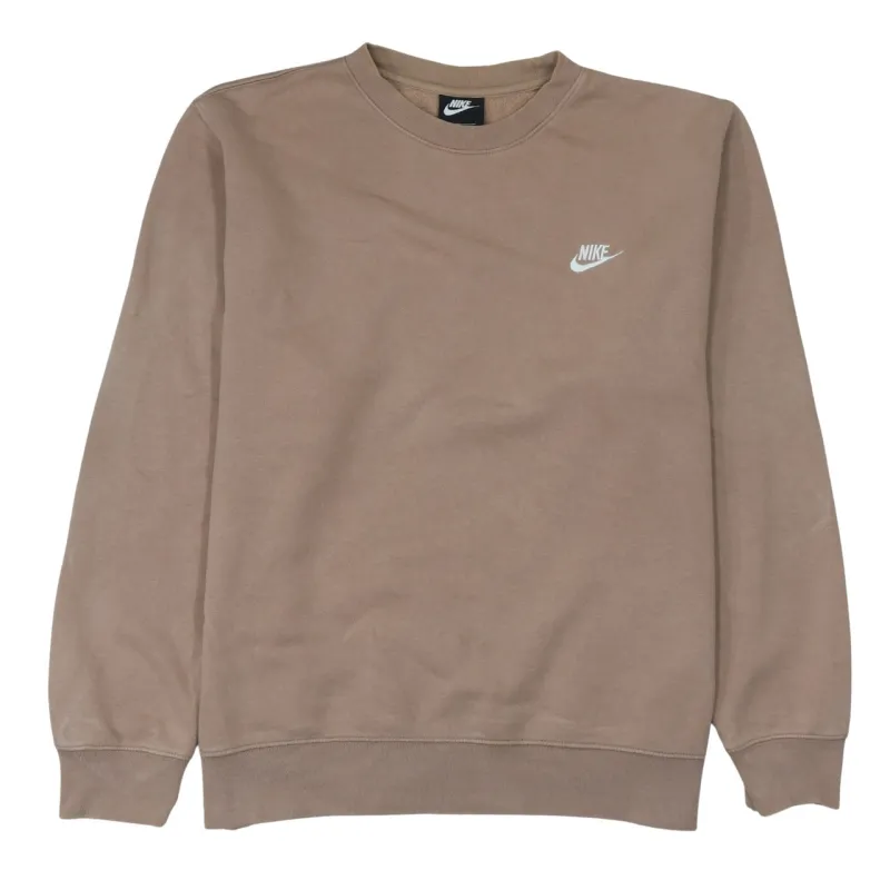 Nike Brown Crewneck Sweatshirt Men’s Large Embroidered Swoosh Fleece Pullover Jumper made by Nike