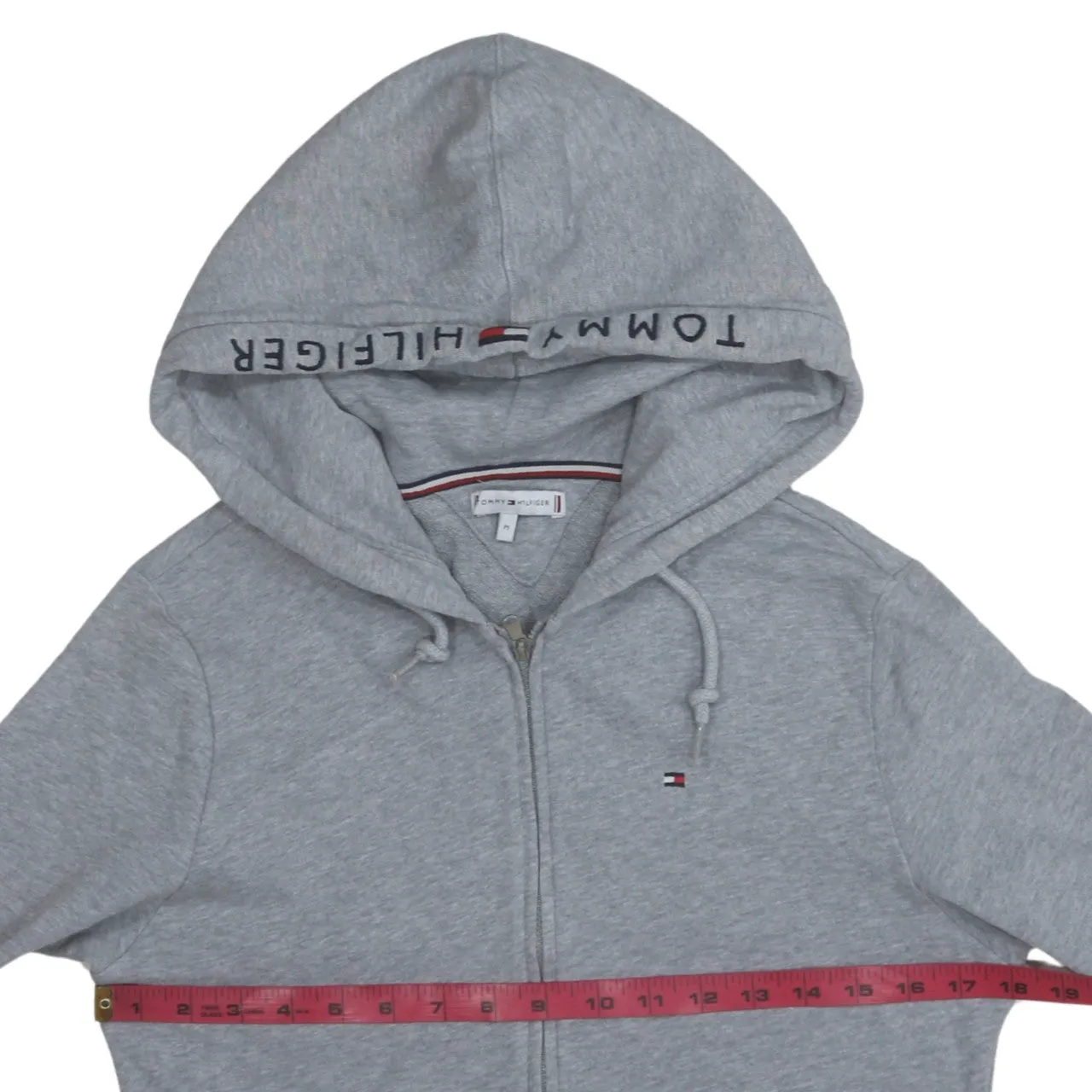 Tommy Hilfiger Grey Zip Hoodie Women’s Medium Embroidered Flag Logo Split Pockets Sweatshirt sold by Vintage Club product image thumbnail 5