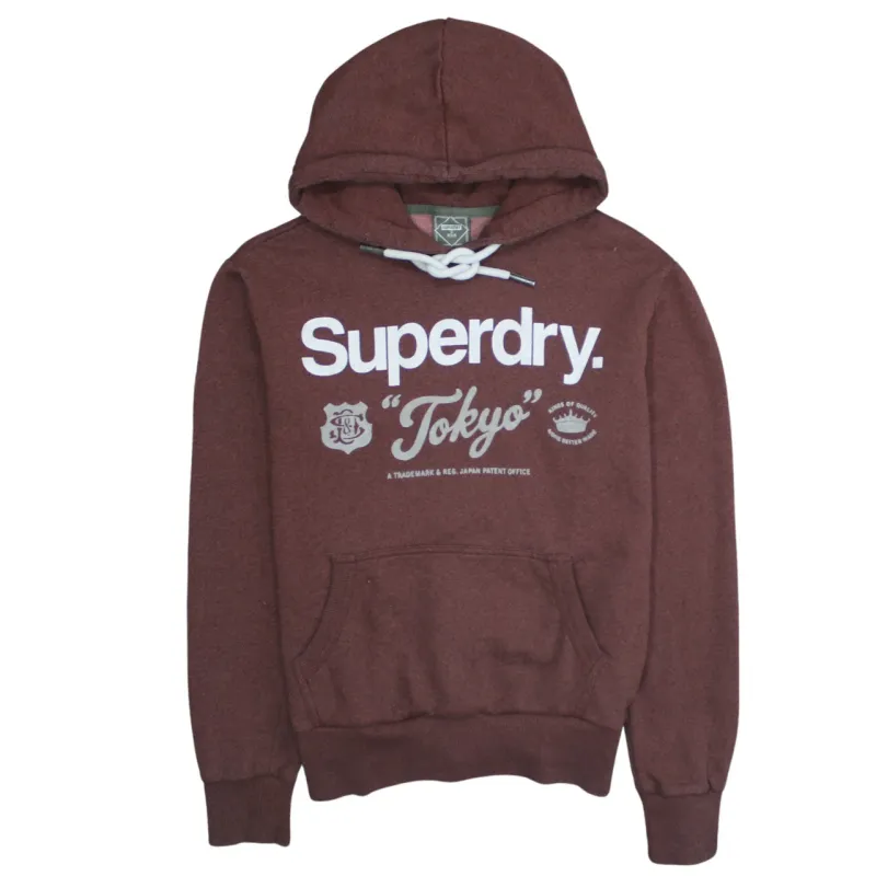 Super Dry 90's Spellout Pullover Hoodie Small Brown sold by Vintage Club