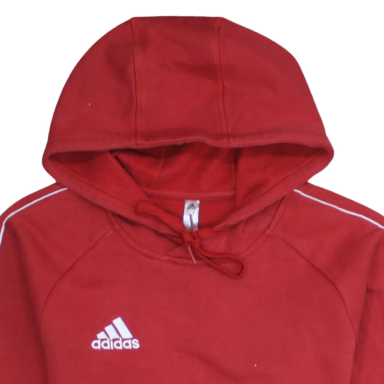 Adidas Red Hoodie Men's XSmall Embroidered Logo Contrast Piping Fleece Pullover Sweatshirt sold by Vintage Club product image thumbnail 3