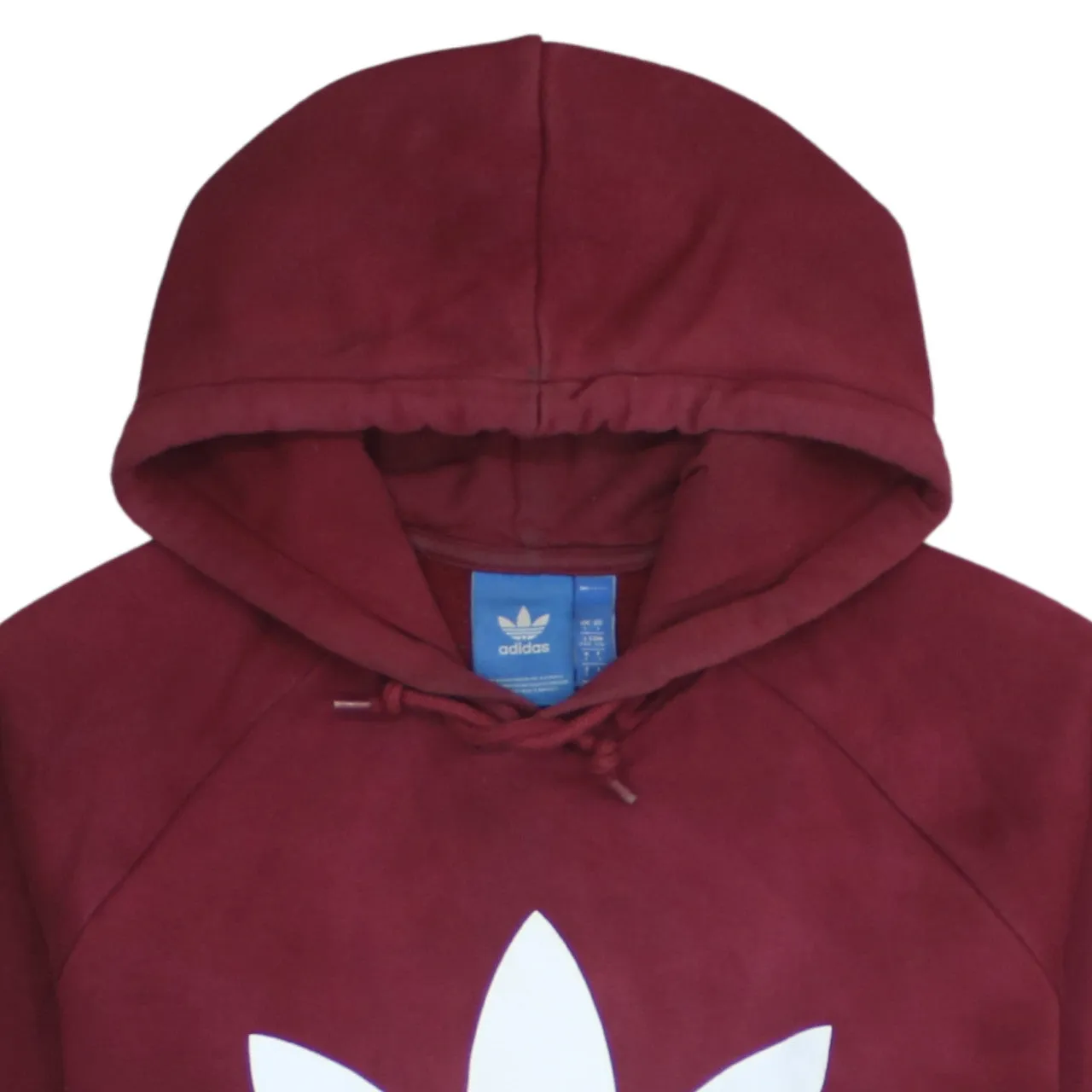 Adidas Burgundy Red Hoodie Women’s Large Printed Trefoil Logo Front Pocket Pullover Sweatshirt sold by Vintage Club product image thumbnail 3