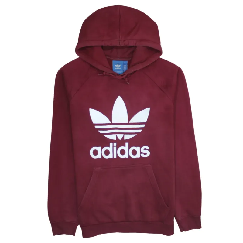 Adidas 90's Spellout Pullover Hoodie Large Red sold by Vintage Club