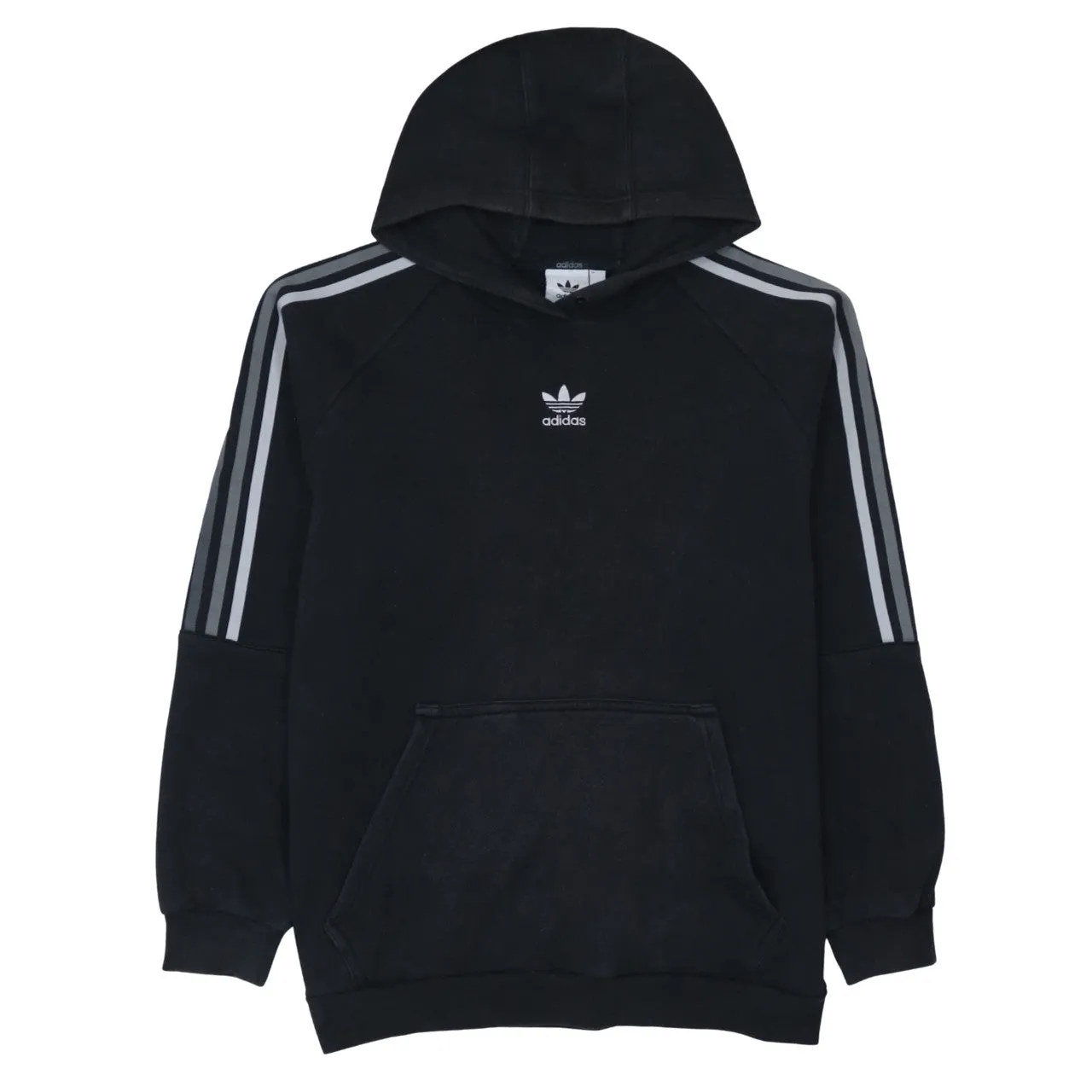 Adidas 90's Striped Sleeve Pullover Hoodie XLarge Black sold by Vintage Club