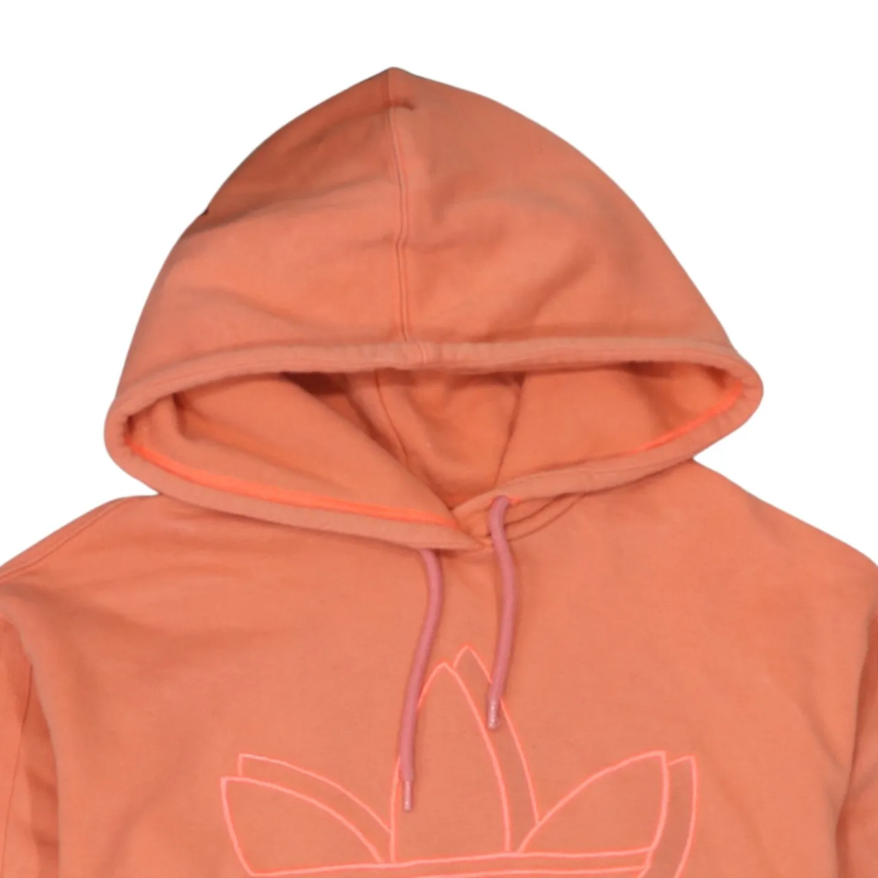 Adidas Coral Orange Hoodie Men's Small Trefoil Outline Logo Front Pocket Pullover Sweatshirt sold by Vintage Club product image thumbnail 3