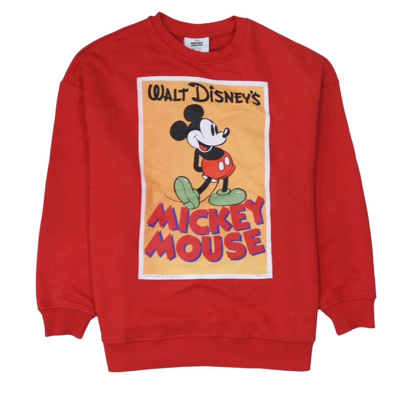 Disney Red Sweatshirt Women's Small Mickey Mouse Printed Front Crewneck Pullover Fleece Top sold by Vintage Club