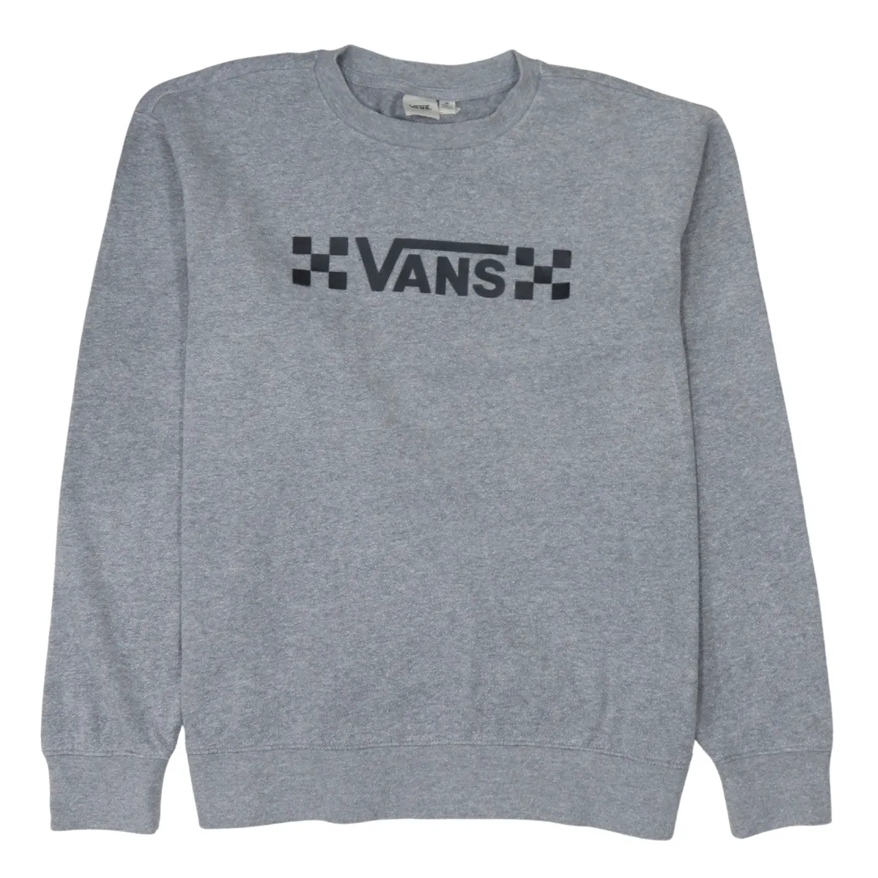 Vans Grey Sweatshirt Men's Medium Printed Checkerboard Logo Crewneck Pullover Fleece Top sold by Vintage Club
