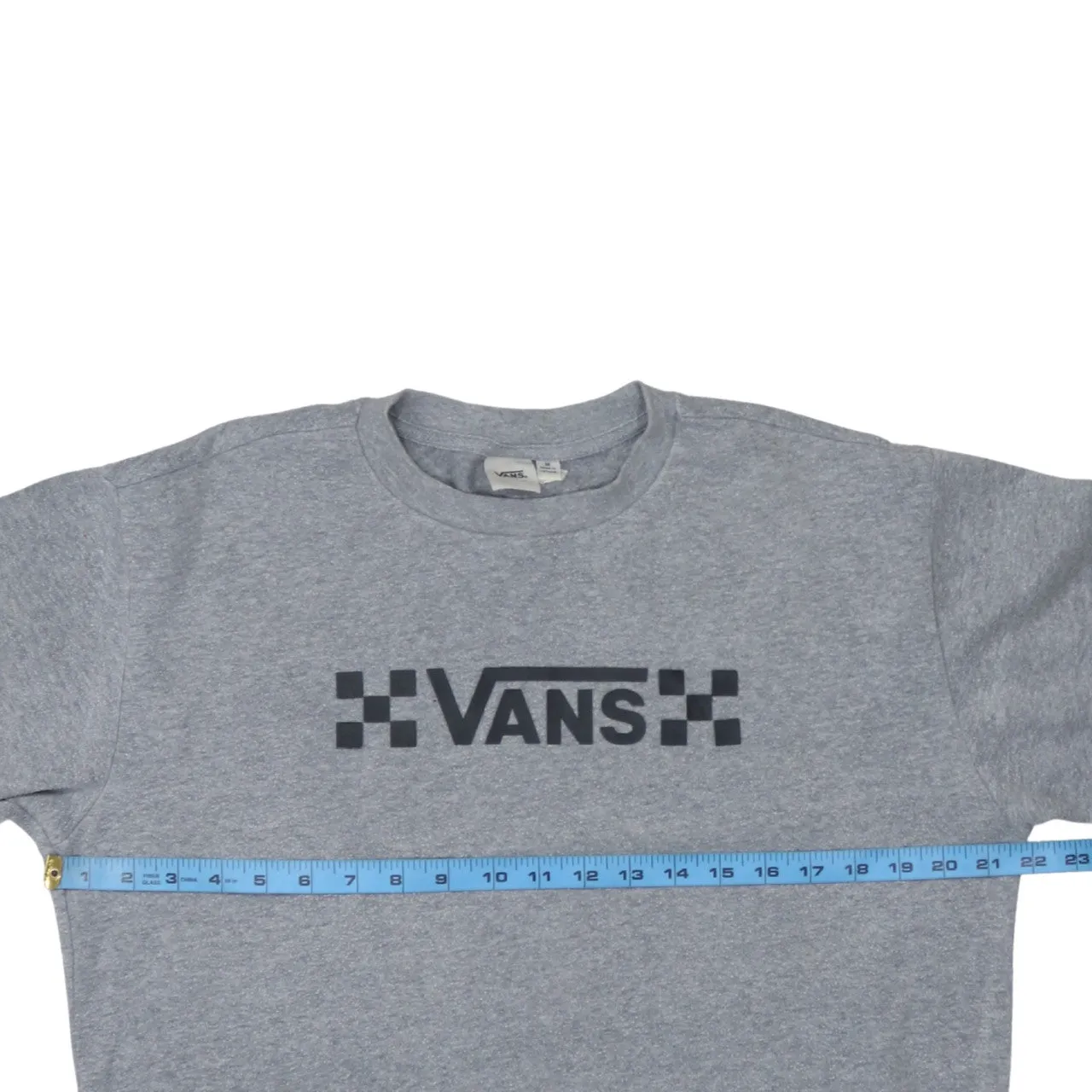 Vans Grey Sweatshirt Men's Medium Printed Checkerboard Logo Crewneck Pullover Fleece Top sold by Vintage Club product image thumbnail 5