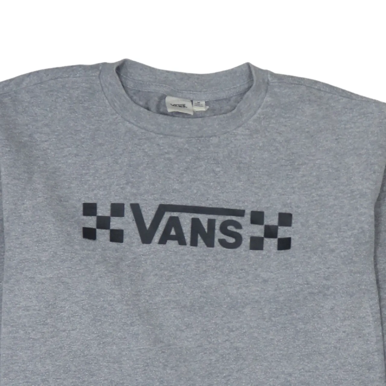 Vans Grey Sweatshirt Men's Medium Printed Checkerboard Logo Crewneck Pullover Fleece Top sold by Vintage Club product image thumbnail 3