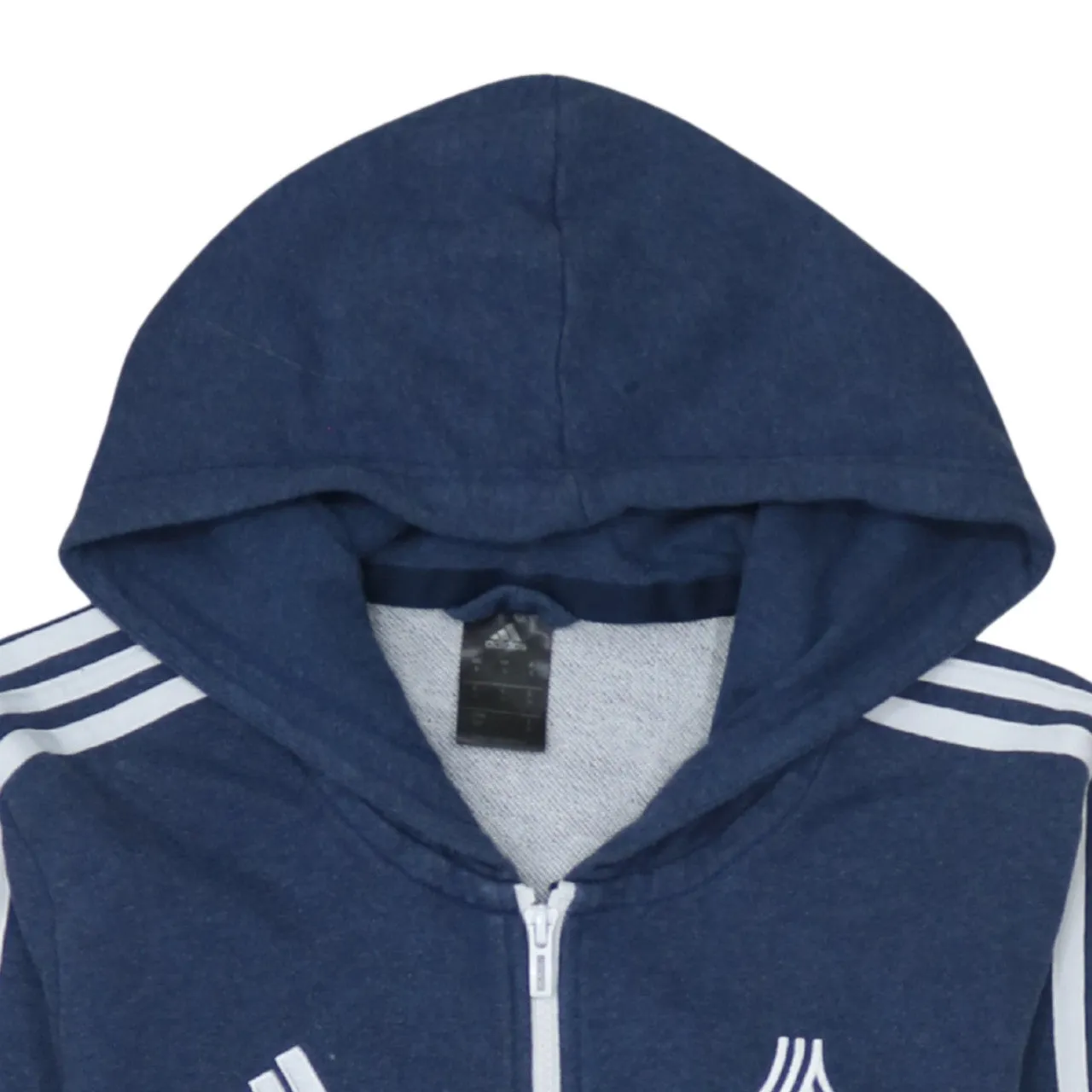 Adidas 90's Striped Sleeve Full Zip Up Hoodie Small Navy Blue sold by Vintage Club product image thumbnail 3