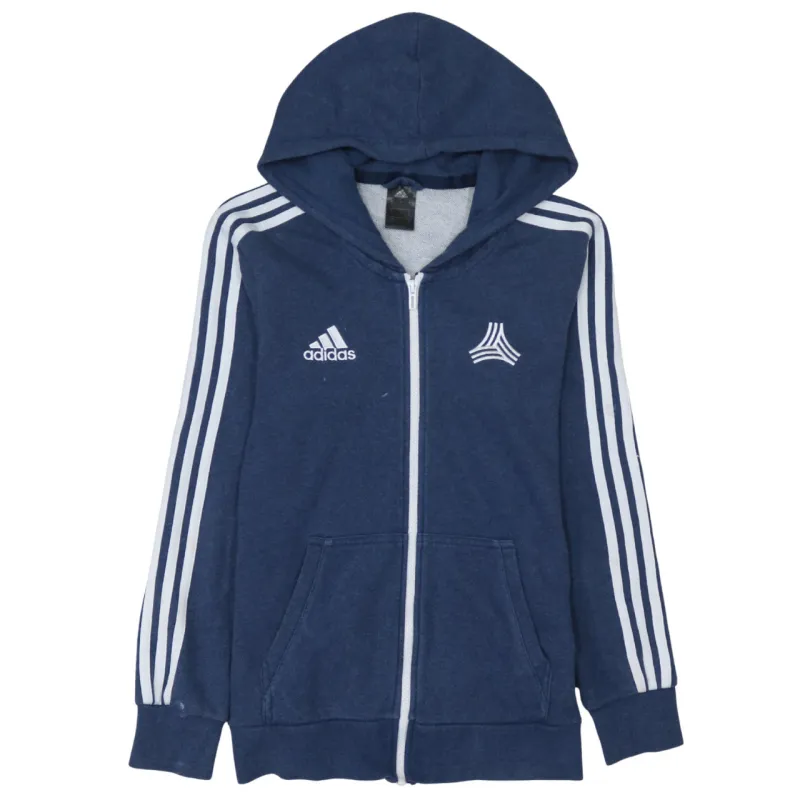 Adidas 90's Striped Sleeve Full Zip Up Hoodie Small Navy Blue sold by Vintage Club