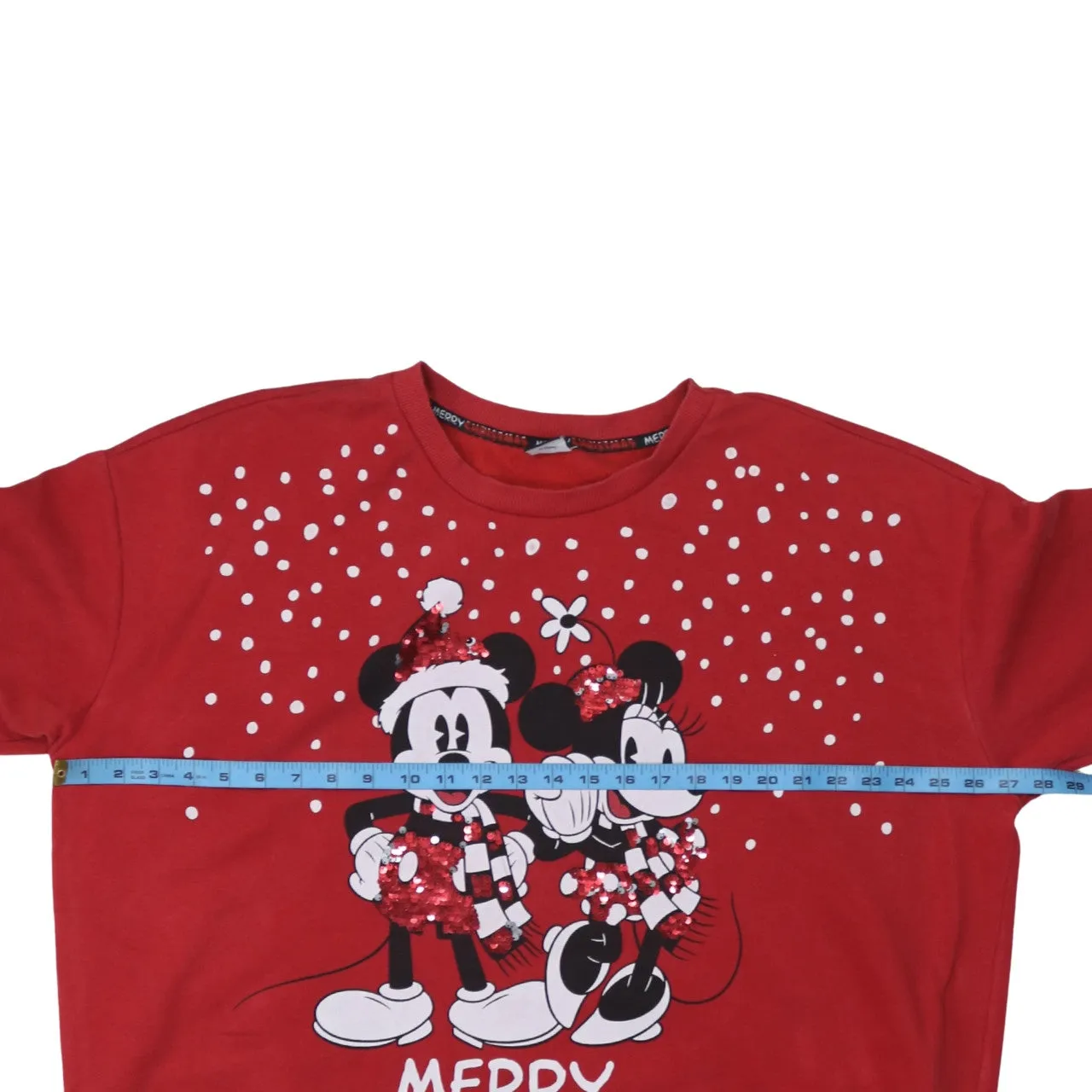Disney Red Christmas Sweatshirt Women’s 2XL Sequin Mickey Minnie Printed Pullover Top sold by Vintage Club product image thumbnail 5