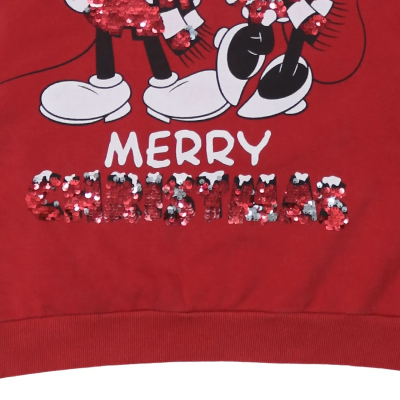Disney Red Christmas Sweatshirt Women’s 2XL Sequin Mickey Minnie Printed Pullover Top sold by Vintage Club product image thumbnail 4