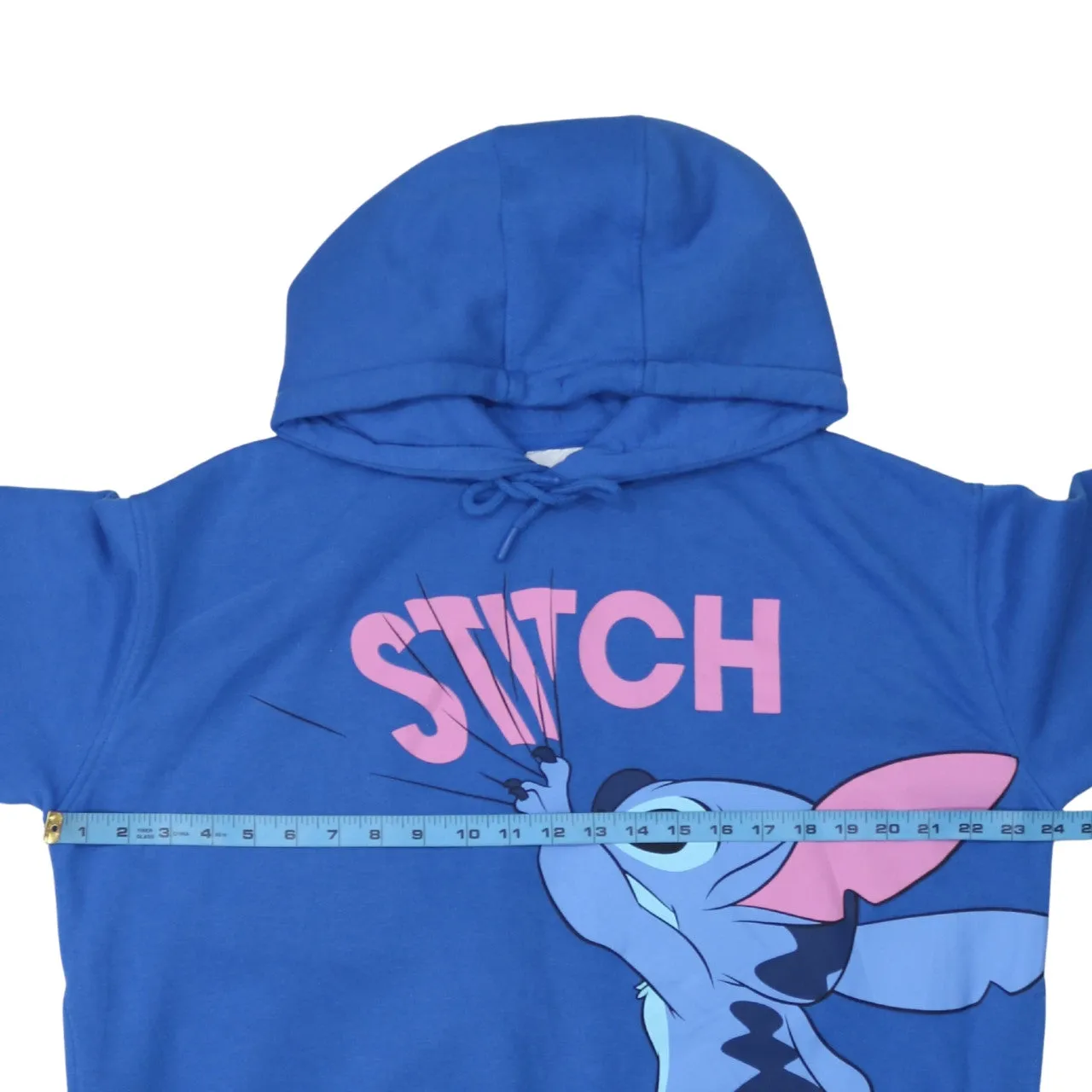 Disney Blue Hoodie Women’s Large Stitch Printed Graphic Drawstring Hood Fleece Pullover sold by Vintage Club product image thumbnail 5