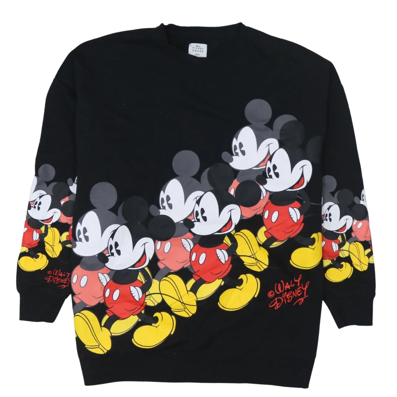 Disney Black Sweatshirt Women's Medium Mickey Mouse All Over Printed Pullover Top sold by Vintage Club