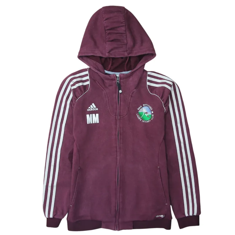 Adidas 90's Striped Sleeve Full Zip Up Hoodie Medium Burgundy Red made by Adidas