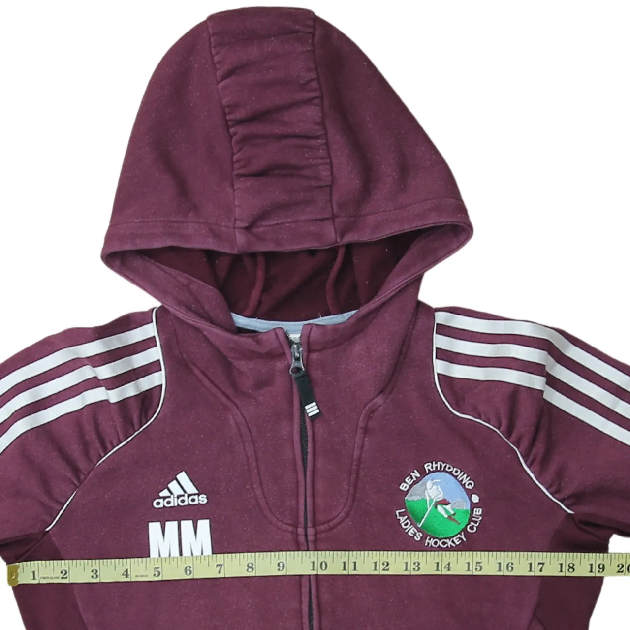 Adidas 90's Striped Sleeve Full Zip Up Hoodie Medium Burgundy Red sold by Vintage Club product image thumbnail 5