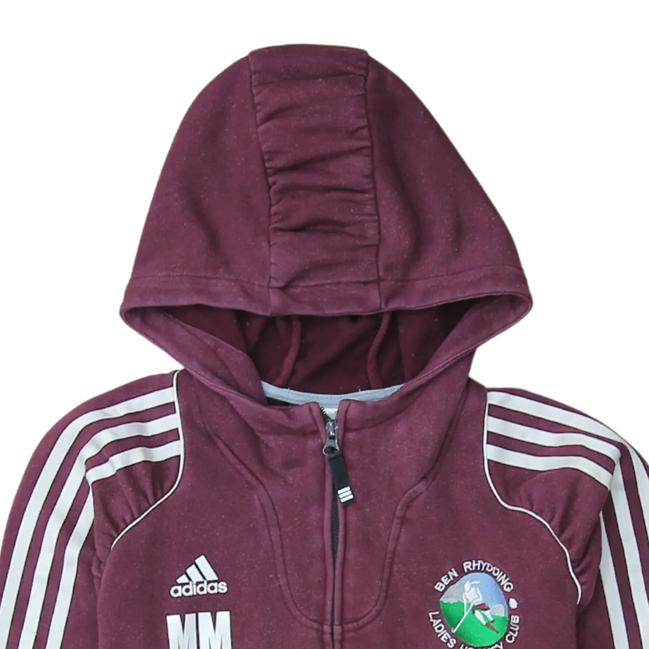 Adidas 90's Striped Sleeve Full Zip Up Hoodie Medium Burgundy Red sold by Vintage Club product image thumbnail 3
