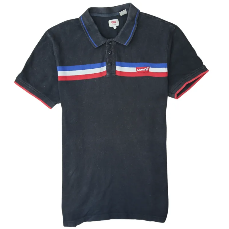 Levi's Black Polo Shirt Women's Large Stripe Chest Printed Logo Casual Top sold by Vintage Club