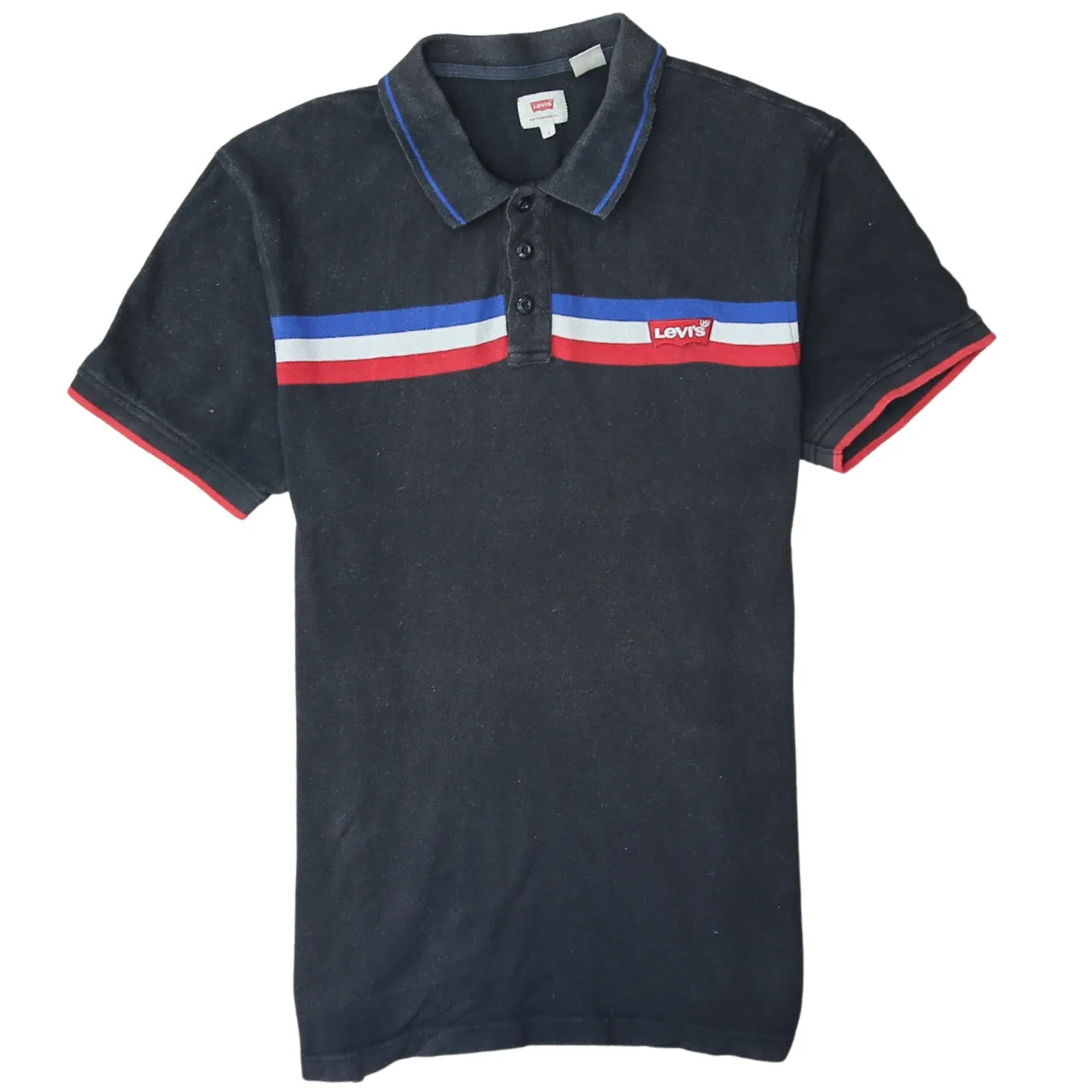 Levi's Black Polo Shirt Women's Large Stripe Chest Printed Logo Casual Top sold by Vintage Club