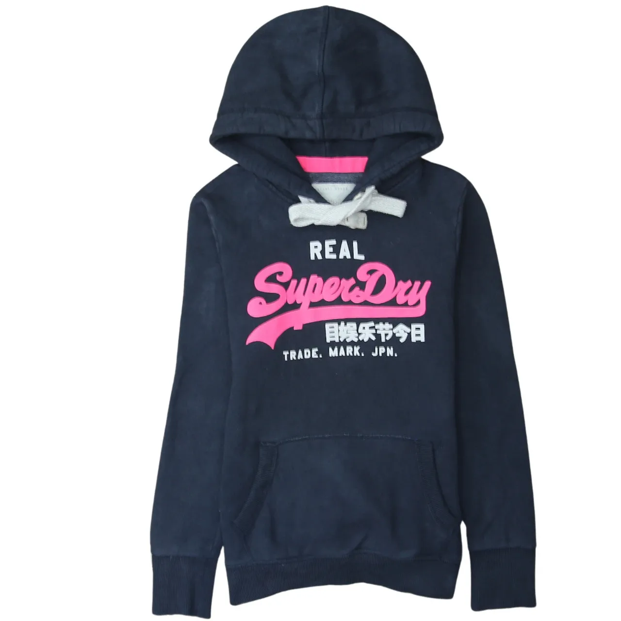 Super Dry 90's Spellout Pullover Hoodie Small Black sold by Vintage Club