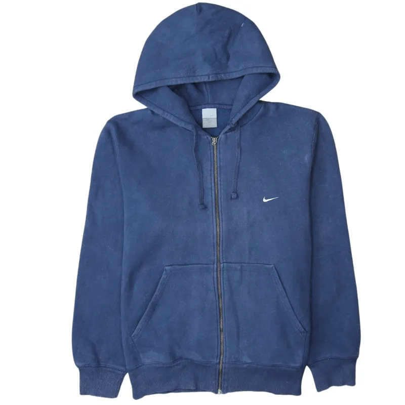 Nike 90's Swoosh Full Zip Up Hoodie Large Navy Blue sold by Vintage Club