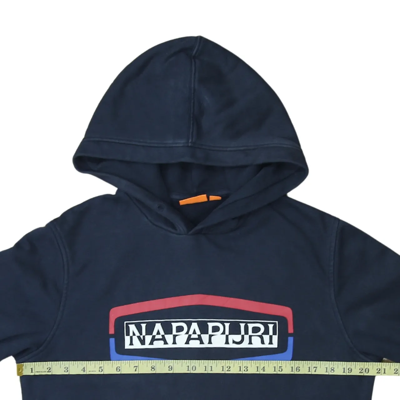 Napapijri 90's Spellout Pullover Hoodie Medium Navy Blue sold by Vintage Club product image thumbnail 5