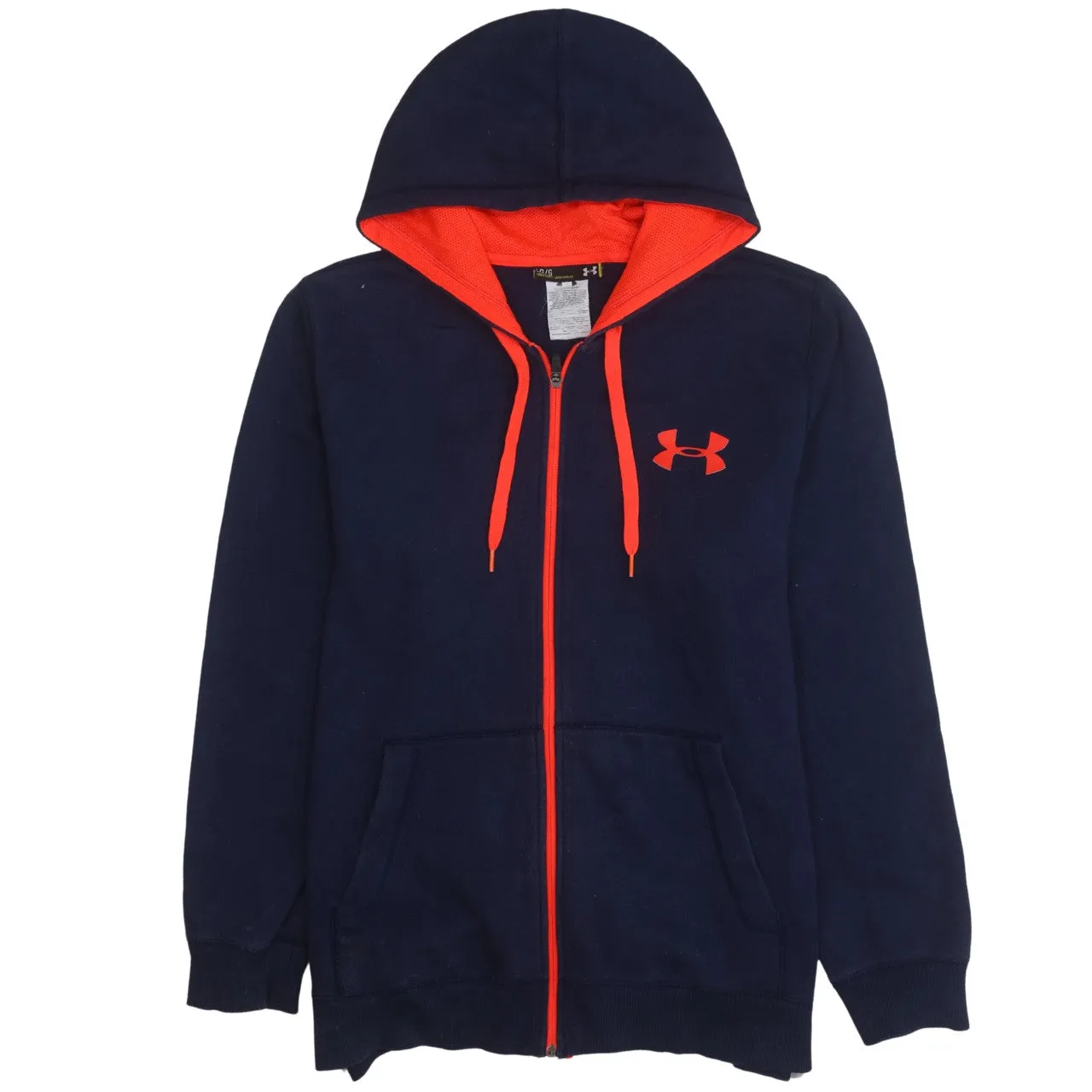 Under Armour 90's Drawstring Pockets Full Zip Up Hoodie Large Navy Blue sold by Vintage Club