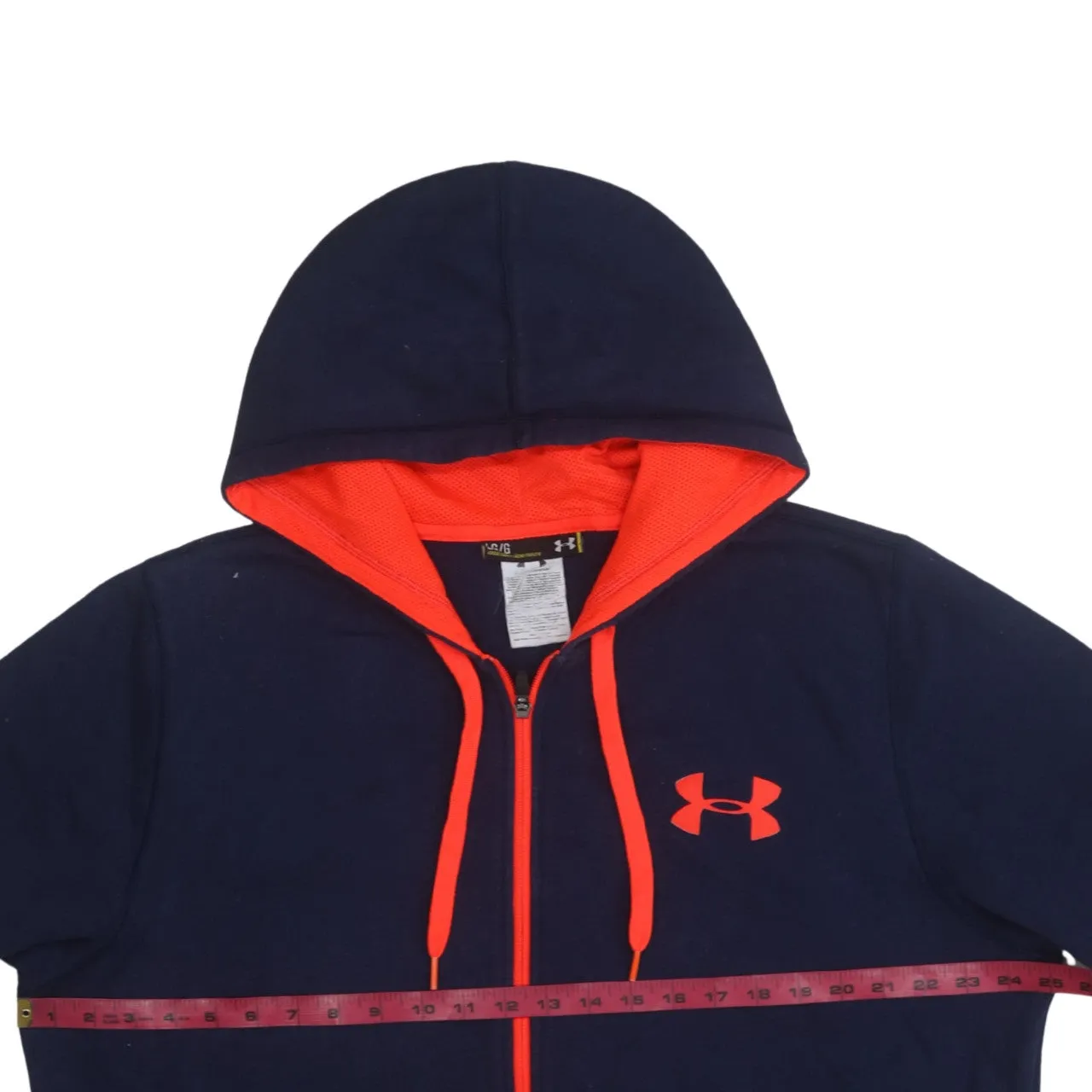 Under Armour 90's Drawstring Pockets Full Zip Up Hoodie Large Navy Blue sold by Vintage Club product image thumbnail 5