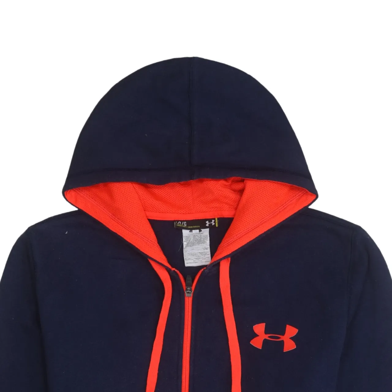 Under Armour 90's Drawstring Pockets Full Zip Up Hoodie Large Navy Blue sold by Vintage Club product image thumbnail 3