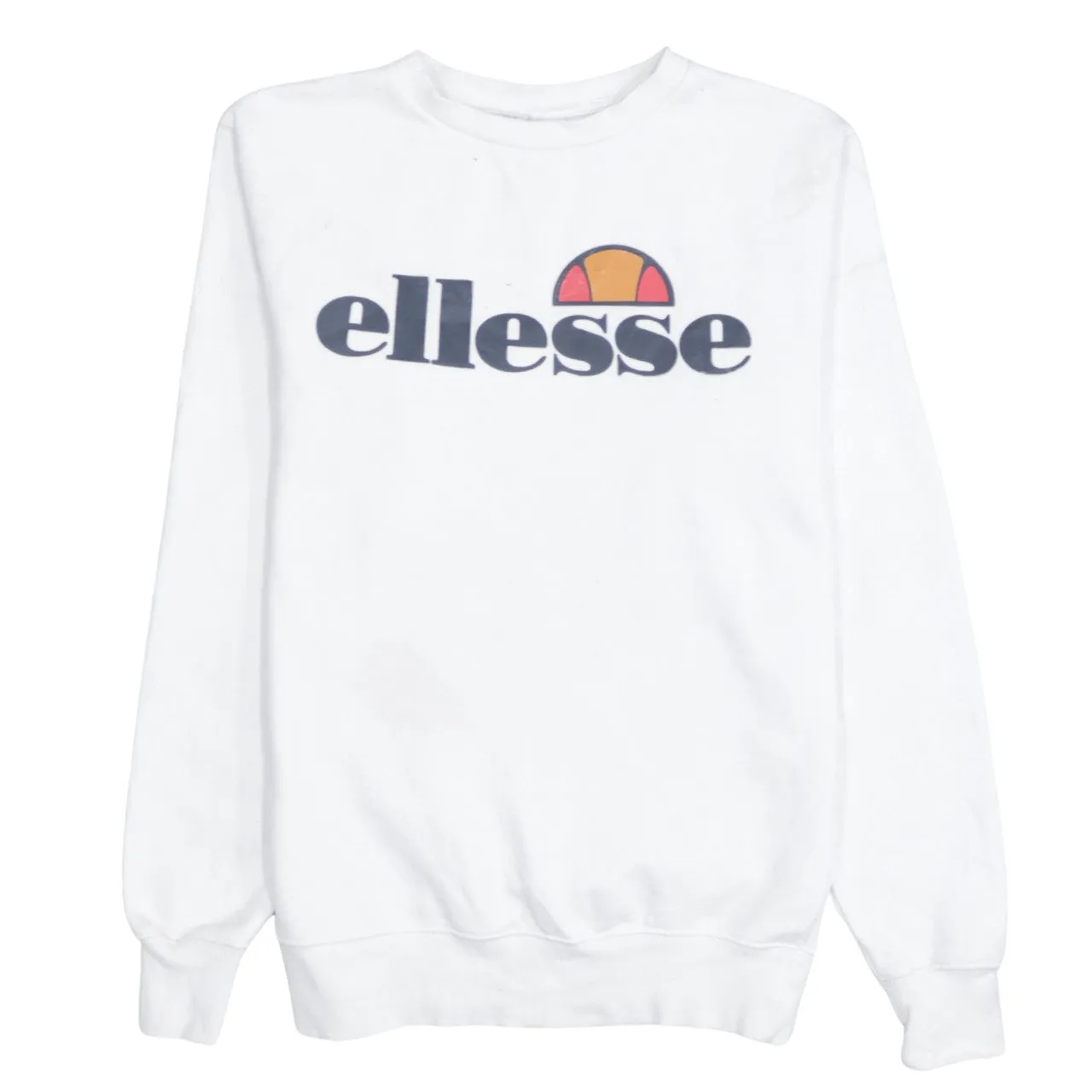 Ellesse White Sweatshirt Women's Medium Printed Front Logo Crewneck Pullover Top sold by Vintage Club