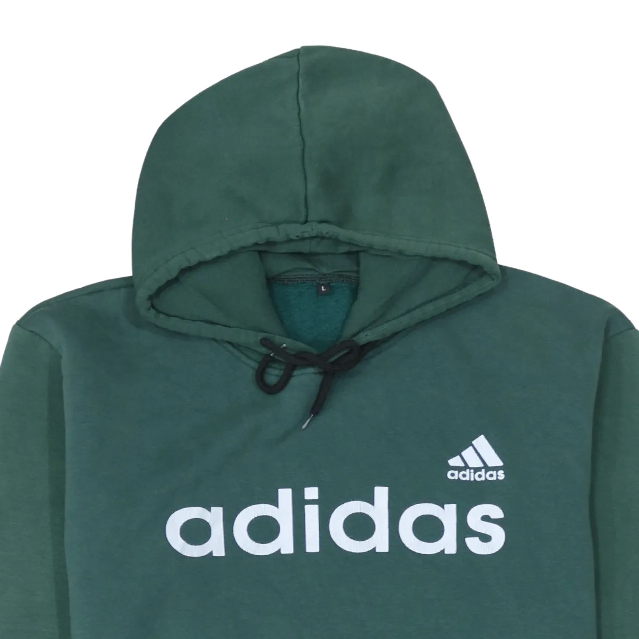 Adidas Dark Green Hoodie Men's Large Printed Logo Drawstring Hood Pullover Sweatshirt sold by Vintage Club product image thumbnail 3