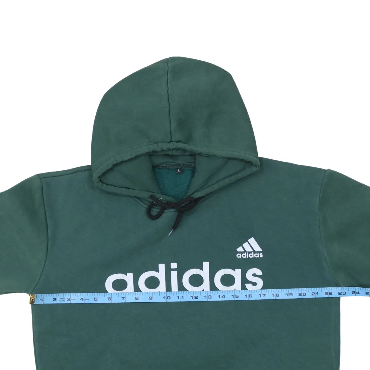 Adidas Dark Green Hoodie Men's Large Printed Logo Drawstring Hood Pullover Sweatshirt sold by Vintage Club product image thumbnail 5