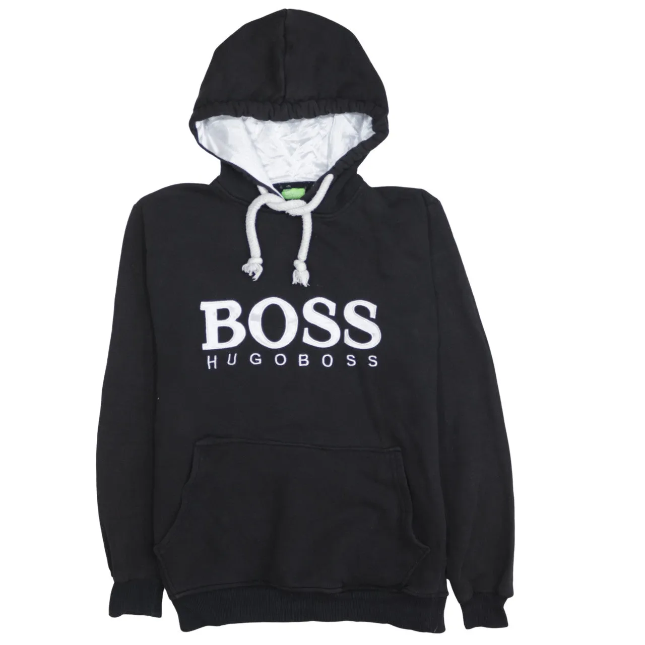 HUGO BOSS Black Hoodie Men's Small Embroidered Logo Drawstring Hood Front Pocket Sweatshirt sold by Vintage Club