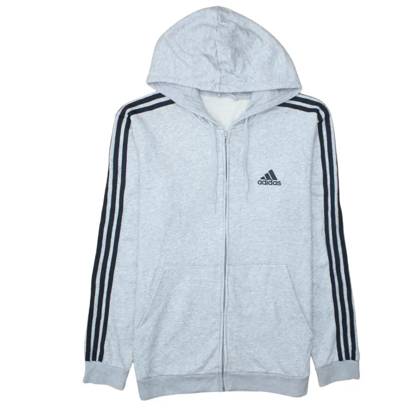 Adidas 90's Striped Sleeve Full Zip Up Hoodie Medium Grey sold by Vintage Club
