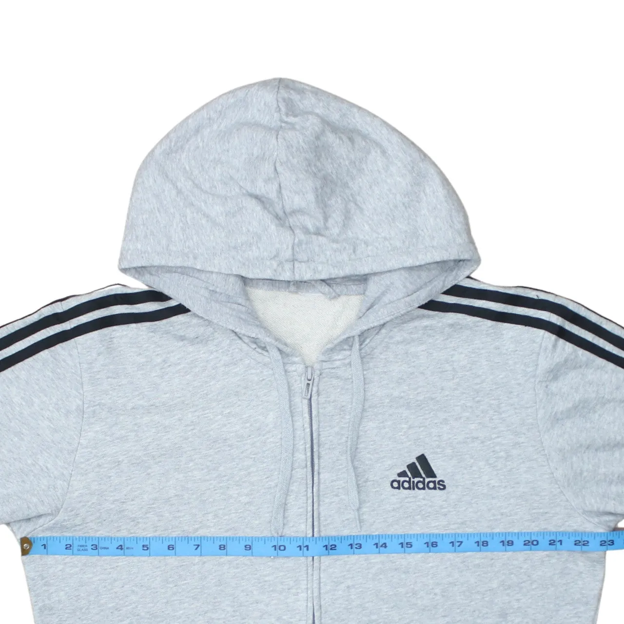 Adidas 90's Striped Sleeve Full Zip Up Hoodie Medium Grey sold by Vintage Club product image thumbnail 5