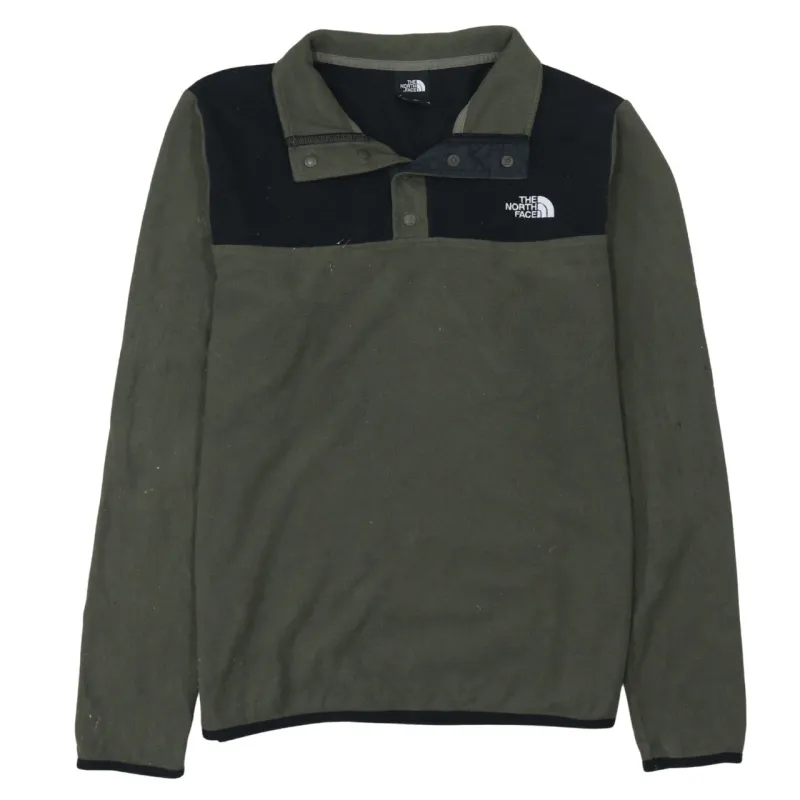 The North Face 90's Hiking Warm Quarter Button Fleece Jumper Medium Khaki Green made by The North Face