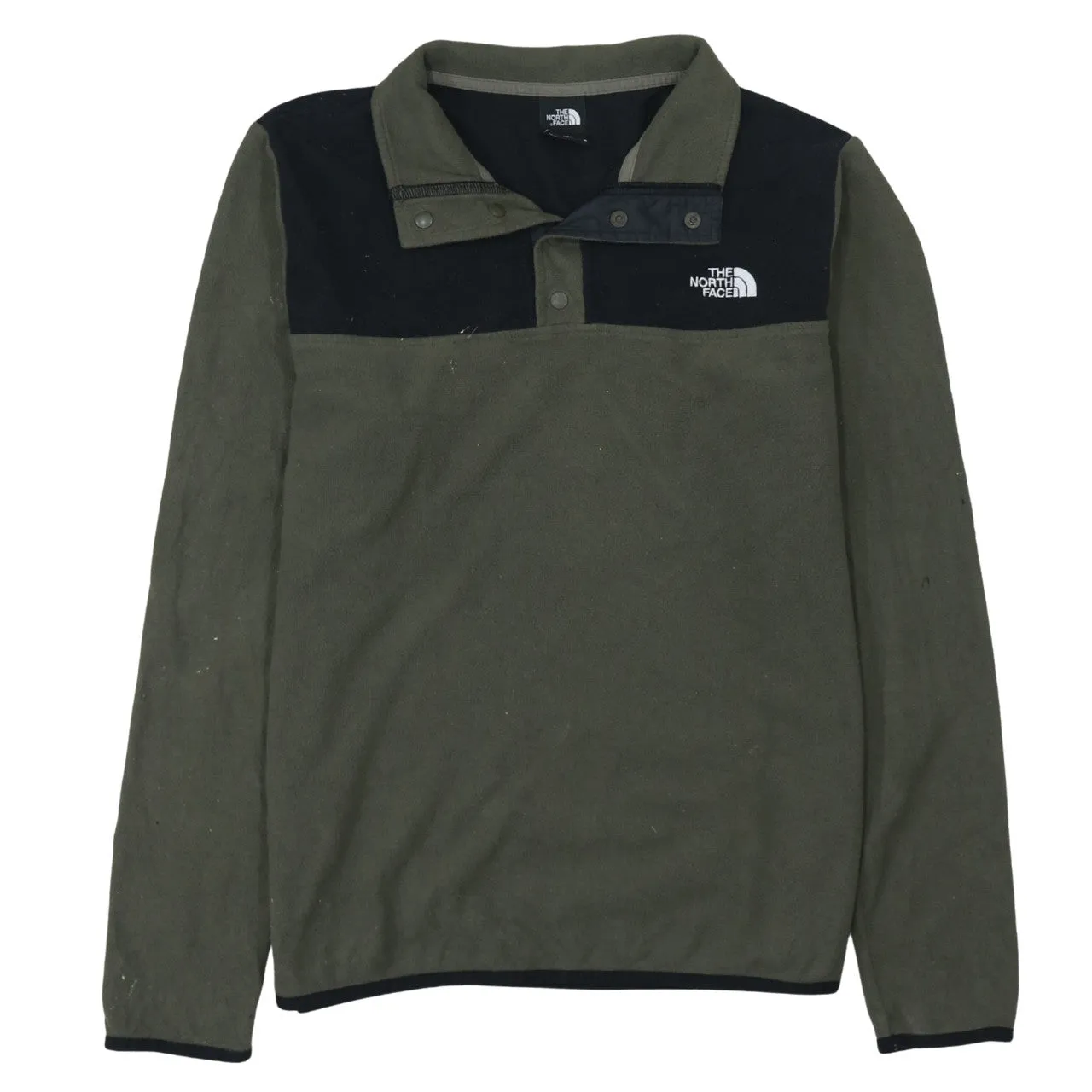 The North Face 90's Hiking Warm Quarter Button Fleece Jumper Medium Khaki Green sold by Vintage Club