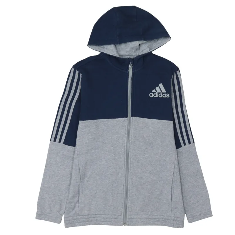 Adidas 90's Striped Sleeve Full Zip Up Hoodie Large Navy Blue sold by Vintage Club