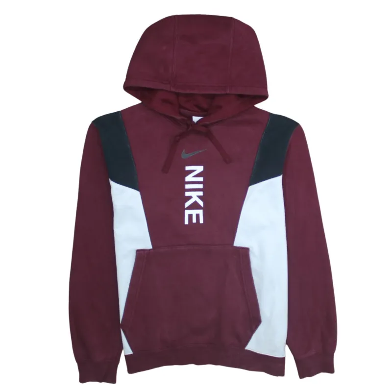 Nike 90's Center Middle Swoosh Pullover Hoodie Medium Burgundy Red made by Nike
