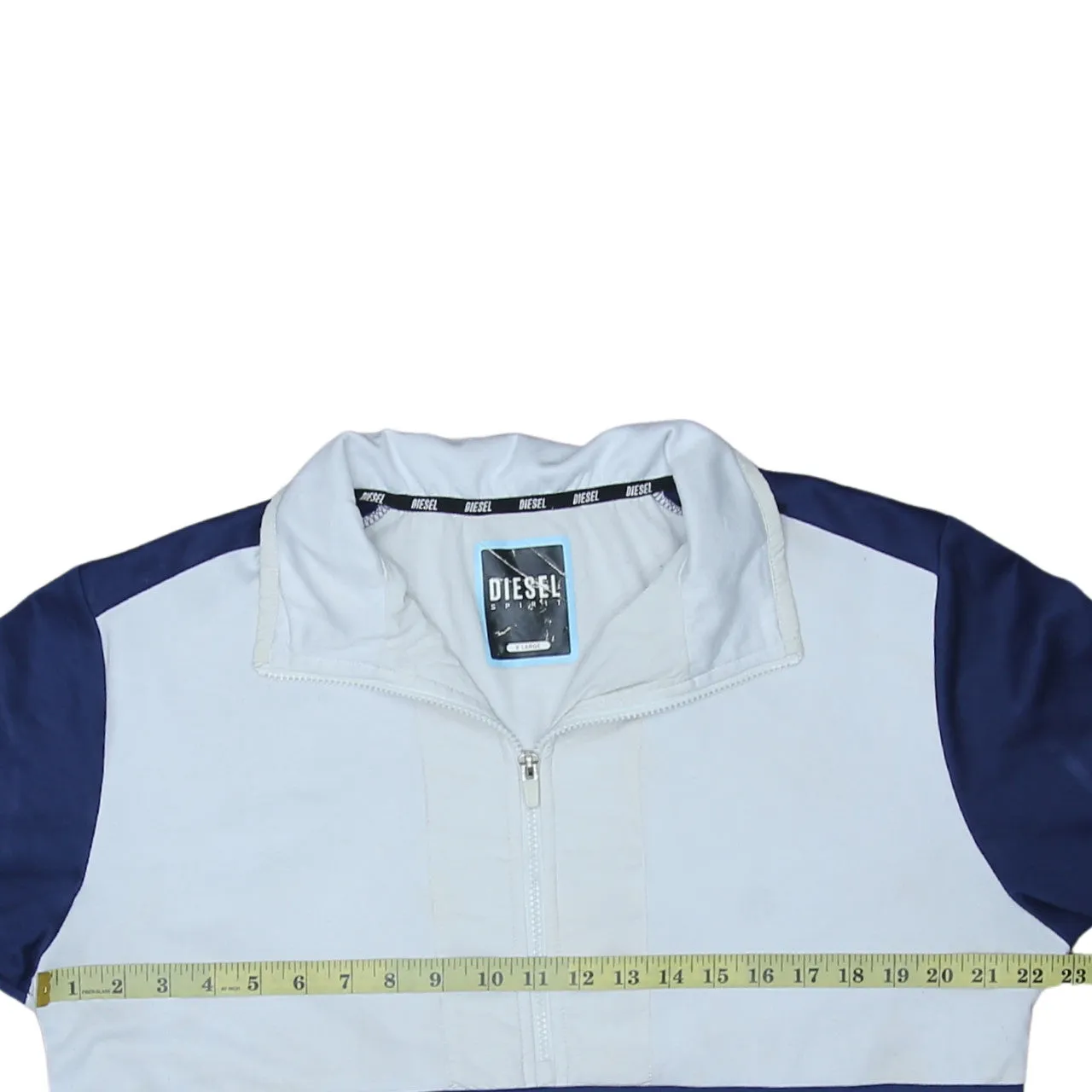 Diesel Navy Blue Half Zip Sweatshirt Women's XLarge Contrast Panel Printed Logo Pullover Top sold by Vintage Club product image thumbnail 5