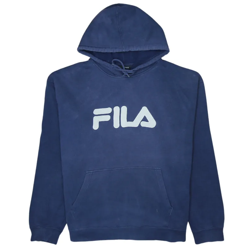 Fila 90's Spellout Pullover Hoodie XLarge Navy Blue sold by Vintage Club