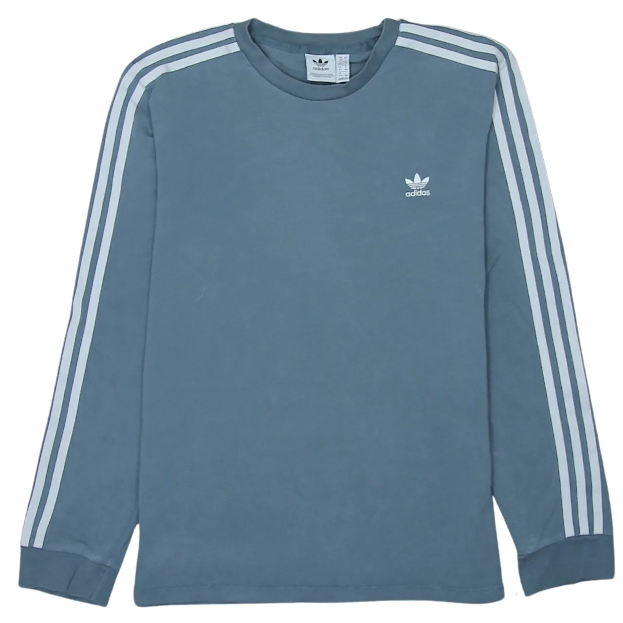 Adidas 90's Striped Sleeve Crew Neck Sweatshirt Large Blue sold by Vintage Club