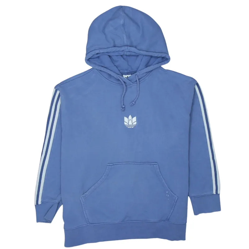 Adidas 90's Striped Sleeve Pullover Hoodie Large Blue sold by Vintage Club