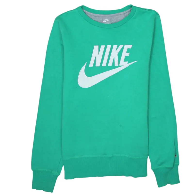 Nike Green Sweatshirt Men's Small Printed Logo Crewneck Pullover Fleece Top made by Nike