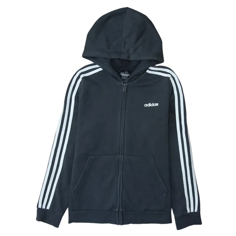 Adidas 90's Striped Sleeve Full Zip Up Hoodie Large Black sold by Vintage Club