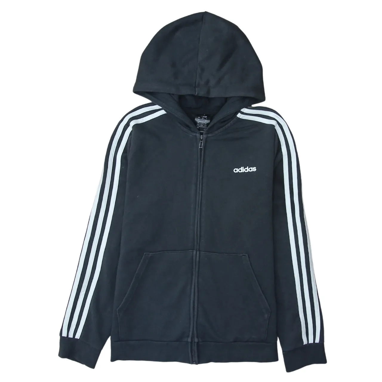Adidas 90's Striped Sleeve Full Zip Up Hoodie Large Black sold by Vintage Club