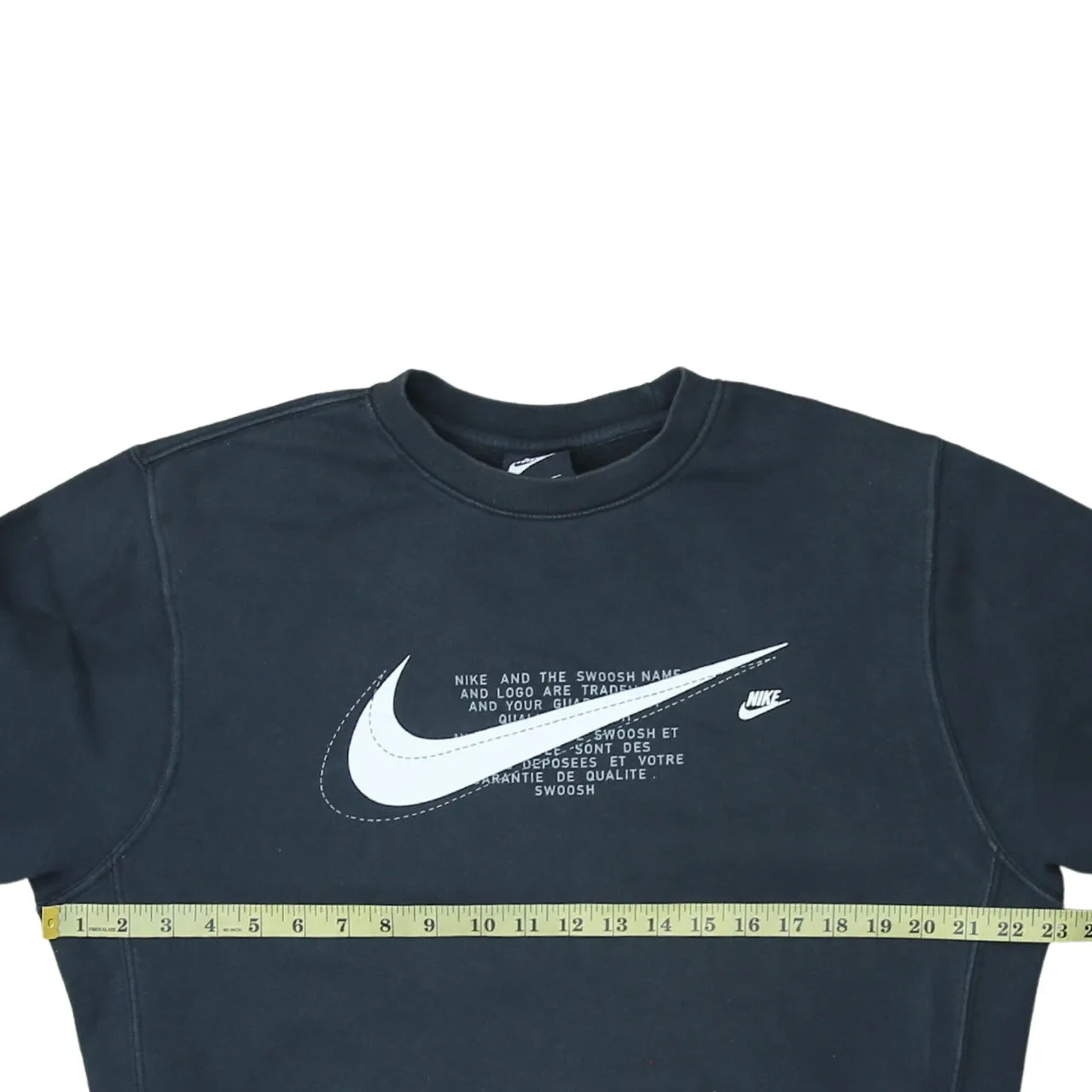 Nike Black Sweatshirt Men's Small Printed Swoosh Logo Crewneck Pullover Fleece Top sold by Vintage Club product image thumbnail 5