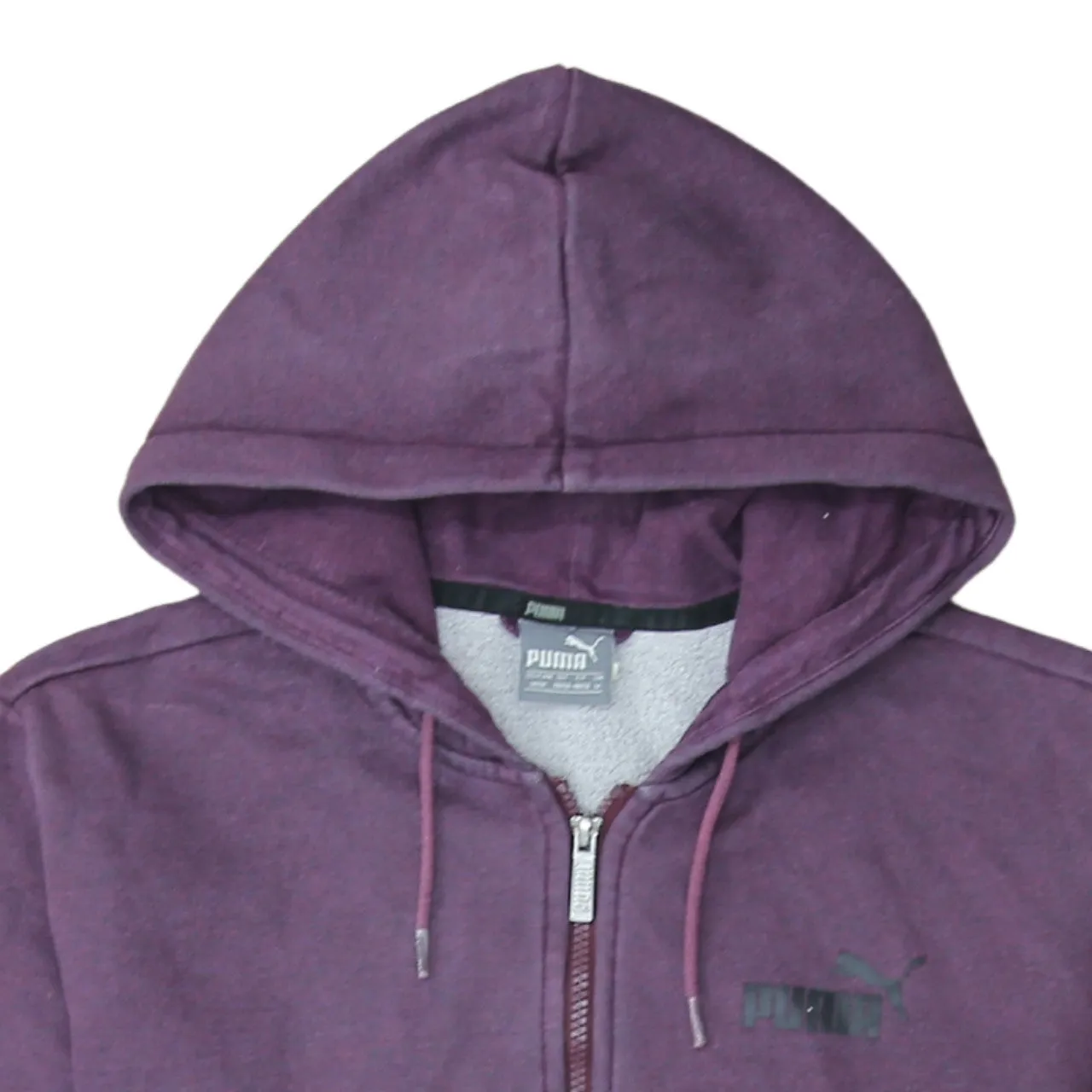 Puma Burgundy Red Full Zip Hoodie Women’s Medium Embroidered Chest Logo Split Pocket Sweatshirt sold by Vintage Club product image thumbnail 3